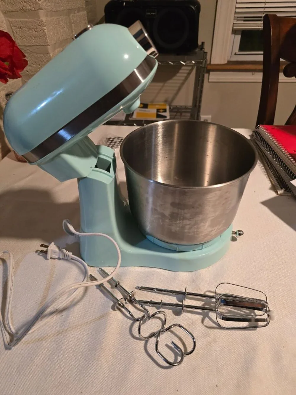 Nostalgia Aqua Blue Stand Mixer With Stainless Steel Bowl & Attachments 6-Speed